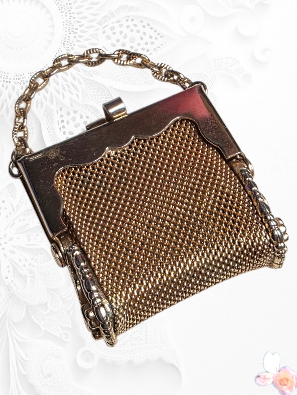 Gold Mesh Mini Purse Key & Card Holder